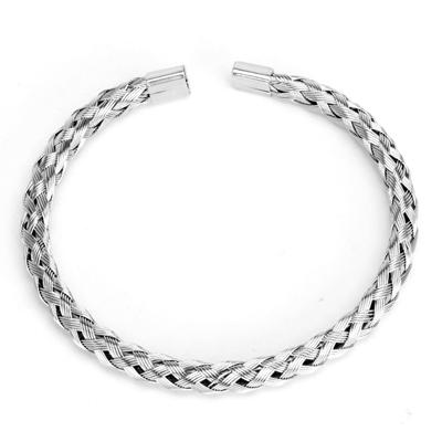 Finely Braided Titanium Steel Men's Cuff Bangle