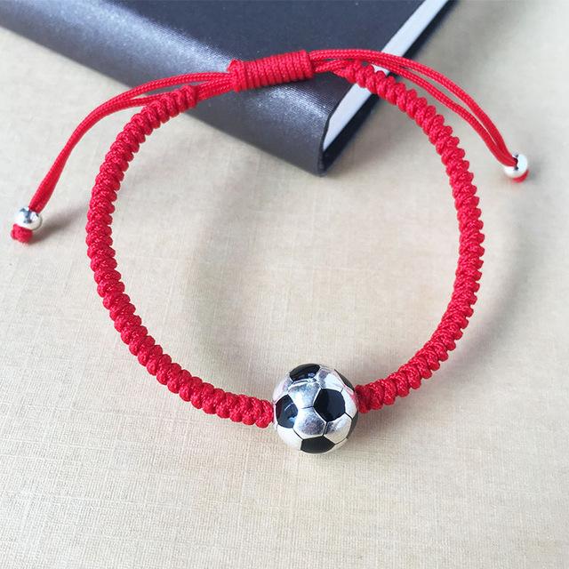 925 Sterling Silver Lucky  FOOTBALL  Red Rope Bracelet