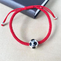 Thumbnail for 925 Sterling Silver Lucky  FOOTBALL  Red Rope Bracelet