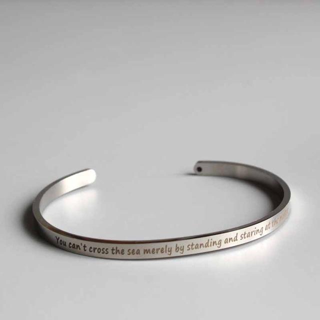 x_'NO MUD.. NO LOTUS"  Stainless Steel Inspirational Bangles.