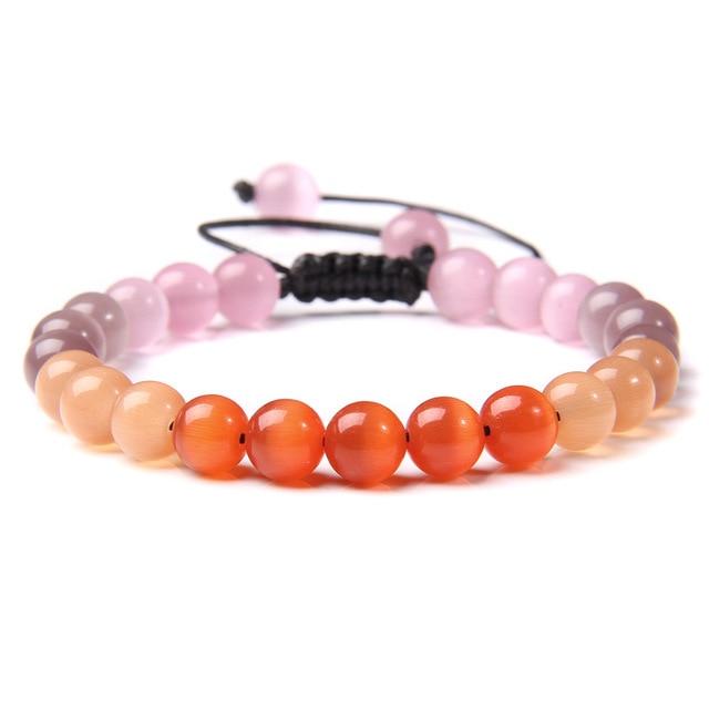 Natural Rainbow Cat's Eye 'GOOD LUCK' Bracelet