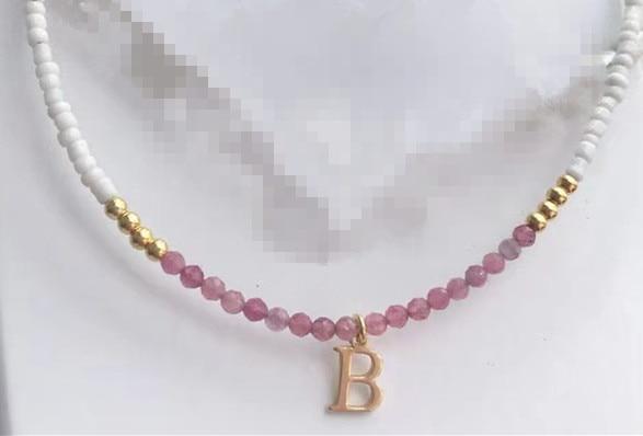 Freshwater Pearls & Natural Stone Initial Necklace