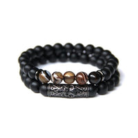 Thumbnail for Men's 2 pc Onyx with Botswana Agate/ Tiger Eye/ Hematite  GROUNDING Bracelet Set