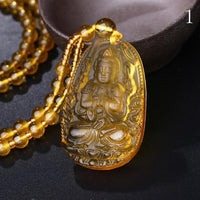 Thumbnail for Natural Citrine BUDDHA Deity GUARDIAN Abundance Pendant Necklace