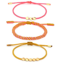 Thumbnail for 3 /pc Set Tibetan Handmade Lucky Knot 'BE FEARLESS ' Copper & Rope Bracelets