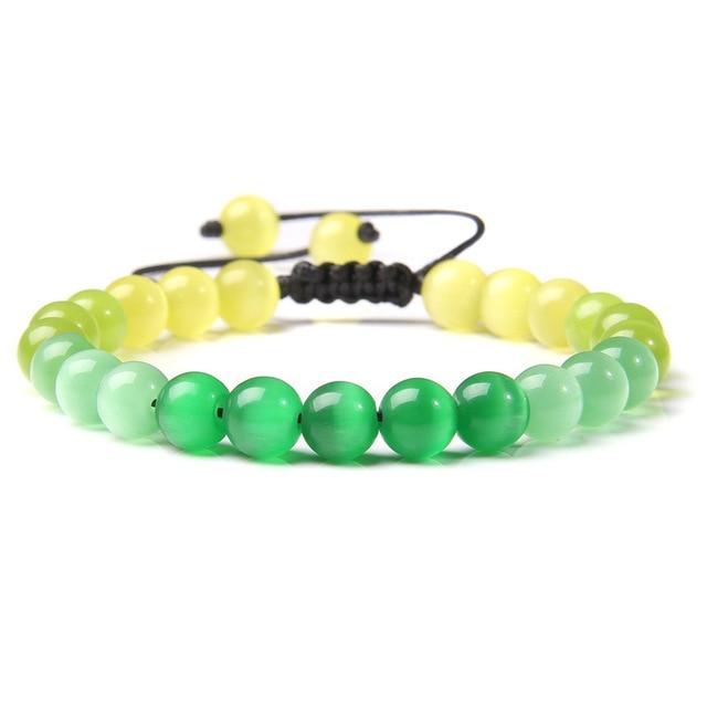 Natural Rainbow Cat's Eye 'GOOD LUCK' Bracelet