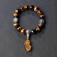 Thumbnail for Natural Tiger Eye & Peacock Dragon Stone Ethnic Tibetan PROTECTION Car Amulet