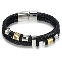 Thumbnail for Braided Leather & Stainless Steel Mens Bracelet