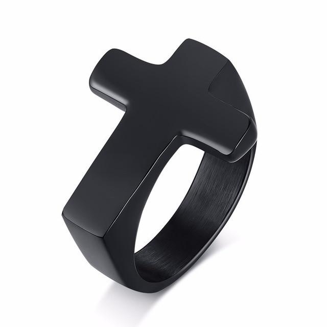 Men's Stainless Steel Cross Ring