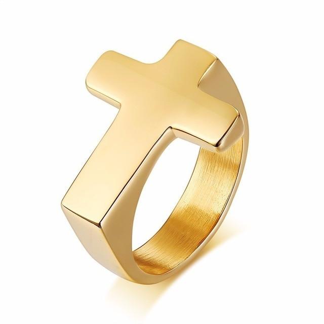 Men's Stainless Steel Cross Ring