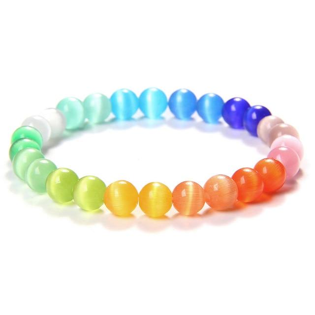 Natural Rainbow Cat's Eye 'GOOD LUCK' Bracelet