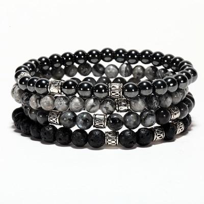 Men's 4pc Natural Stone 'SLOW RELEASE ENERGY' Bracelet Set