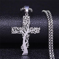 Thumbnail for Stainless Steel Tree Of Life Cross Necklace