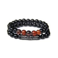 Thumbnail for Men's 2 pc Onyx with Botswana Agate/ Tiger Eye/ Hematite  GROUNDING Bracelet Set