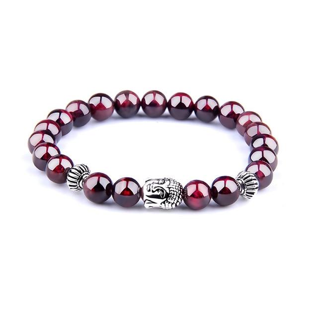 Natural Garnet Stone & Eternal Knot/Lotus SINCERITY Bracelet