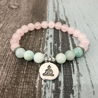 Thumbnail for Rose Quartz & Amazonite EMOTIONAL HEALING Natural Stone Charm Bracelet