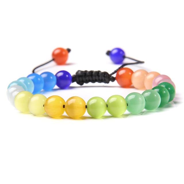 Natural Rainbow Cat's Eye 'GOOD LUCK' Bracelet