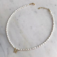 Thumbnail for Freshwater Pearls & Natural Stone Initial Necklace