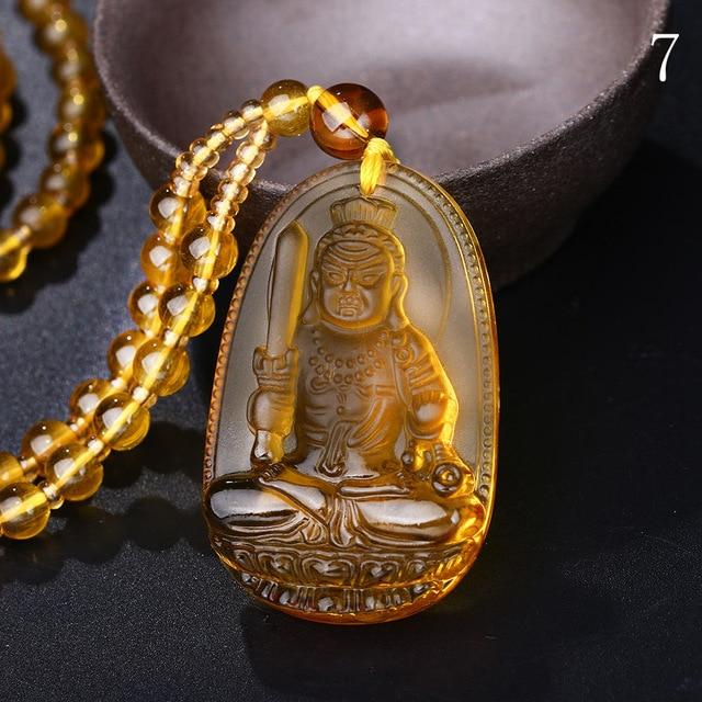 Natural Citrine BUDDHA Deity GUARDIAN Abundance Pendant Necklace