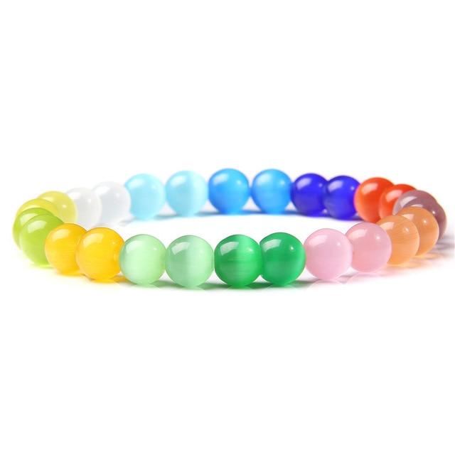 Natural Rainbow Cat's Eye 'GOOD LUCK' Bracelet