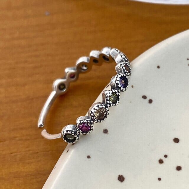 Multi-Colored Thai Silver & Zirconia Ring