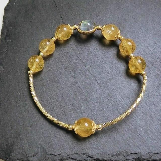 14k Plated 925 Sterling Silver & Natural CITRINE Stone 'BLISS' Bracelet