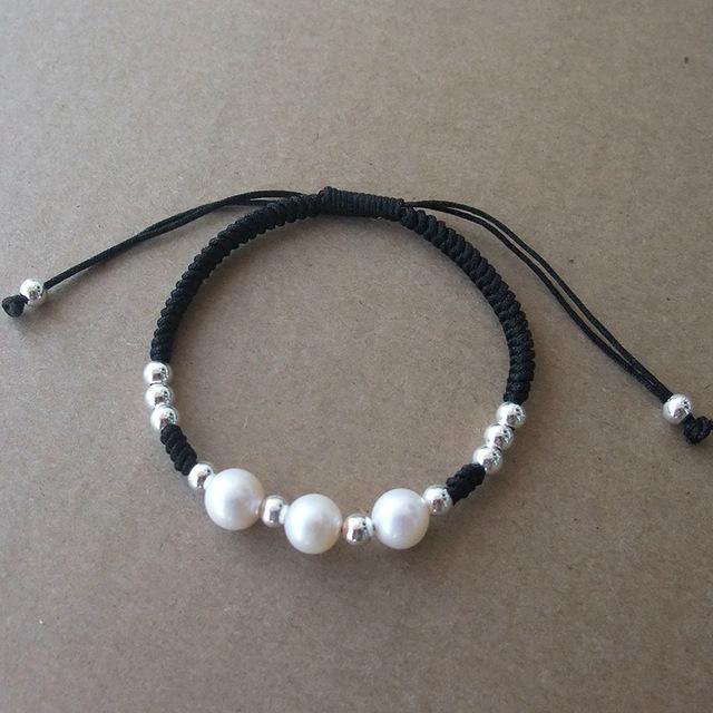 Sterling Silver Bead & Freshwater Pearl CALMING Rope Bracelet