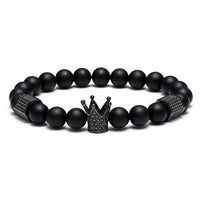 Thumbnail for Mens Titanium Steel Crown &  Matte Onyx Bracelet