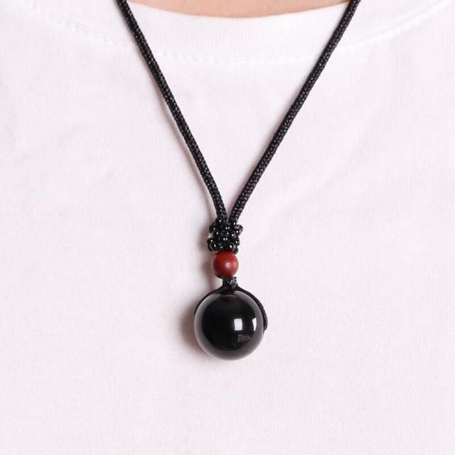 Black Obsidian Rainbow Eye Beads Necklace