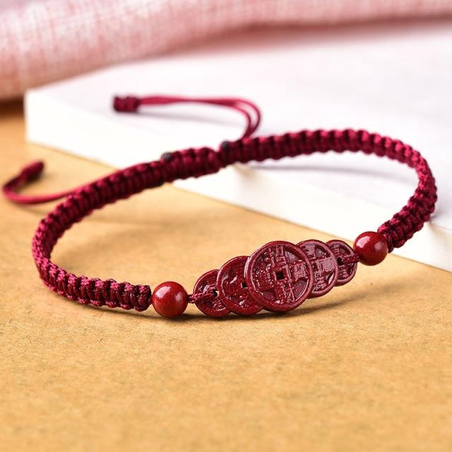 Purple Cinnabar Ancient Coin GOOD LUCK Bracelet