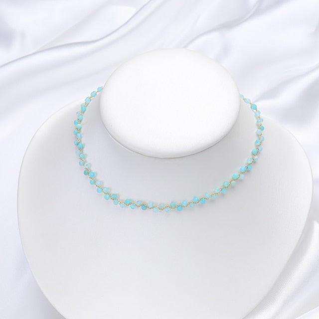 Handcrafted Natural Stones 'STRENGTH' Choker Necklace with Sterling Silver