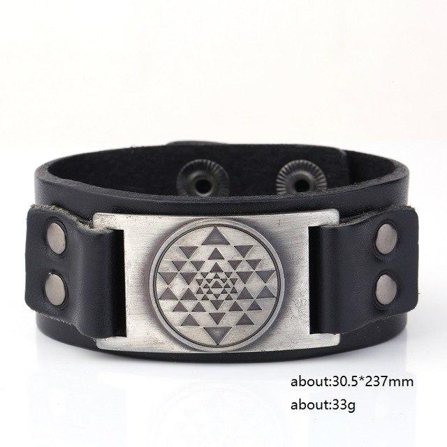 Sri Yantra Leather Bracelet