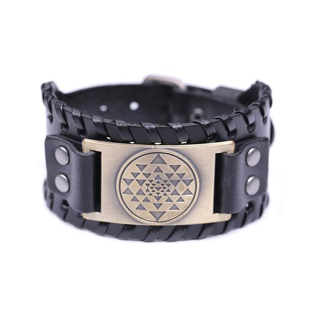 Sri Yantra Braided Leather Bracelet