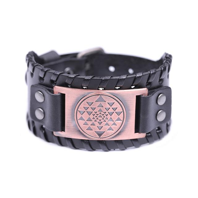 Sri Yantra Braided Leather Bracelet