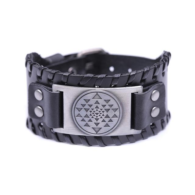 Sri Yantra Braided Leather Bracelet