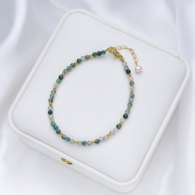 Calming Handcrafted Natural Stones Bracelet with 14K Gold