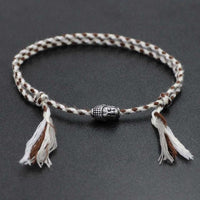 Thumbnail for Hand braided Tibetan Cotton Rope & Stainless Steel Buddha SPIRITUAL Bracelet or Anklet-18-30cm