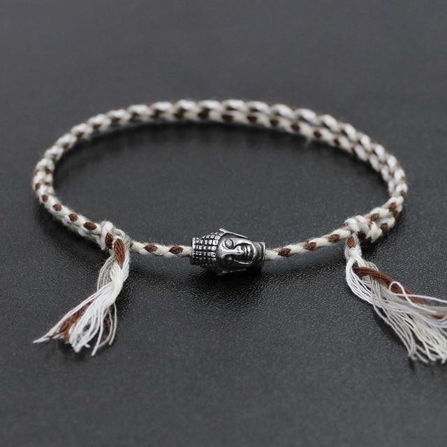 Hand braided Tibetan Cotton Rope & Stainless Steel Buddha SPIRITUAL Bracelet or Anklet-18-30cm