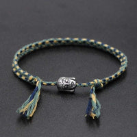 Thumbnail for Hand braided Tibetan Cotton Rope & Stainless Steel Buddha SPIRITUAL Bracelet or Anklet-18-30cm