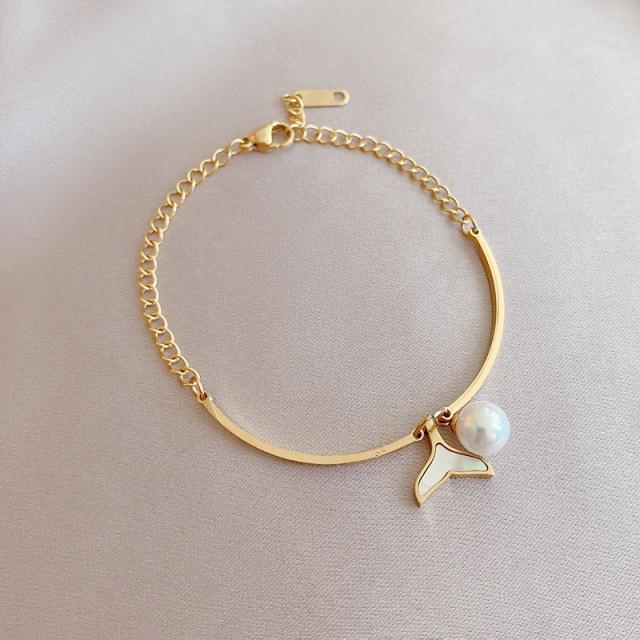 Feminine Fishtail & Pearl 'FERTILITY' Bracelet