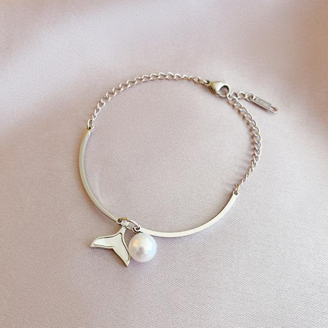 Feminine Fishtail & Pearl 'FERTILITY' Bracelet