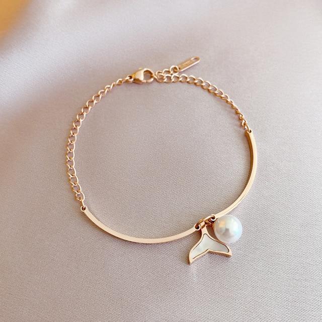 Feminine Fishtail & Pearl 'FERTILITY' Bracelet