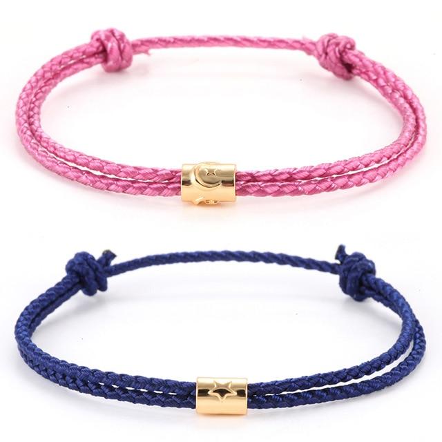 Hand Braided Cotton with Copper Stars & Moon, Hamsa Hand Accents- 2Pc/set 'FUSION ' Rope Bracelets