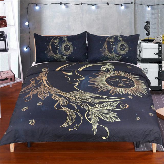 3Pcs Set   Sun and Moon Dream Duvet Cover With Pillowcase Covers