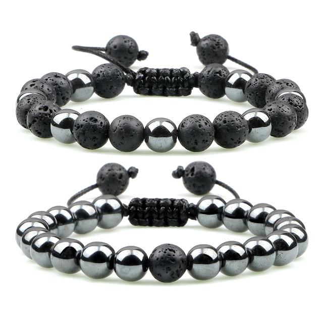 Natural Stone and Hematite NO FEAR 2PC Bracelet Set