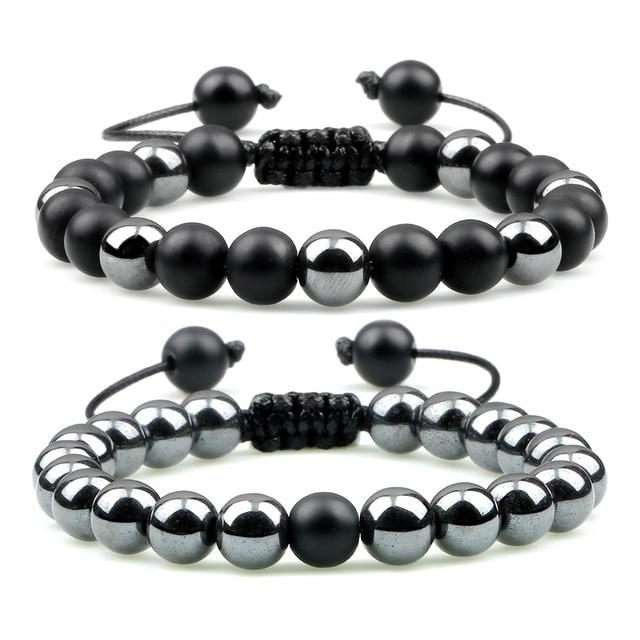 Natural Stone and Hematite NO FEAR 2PC Bracelet Set