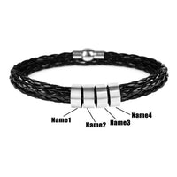 Thumbnail for Men's Leather & Stainless Steel Personalized Name/s Bracelet