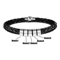 Thumbnail for Men's Leather & Stainless Steel Personalized Name/s Bracelet