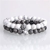 Thumbnail for Natural Lava, Onyx & Howlite Stone 2 pc Couples DISTANCE BRACELETS Set