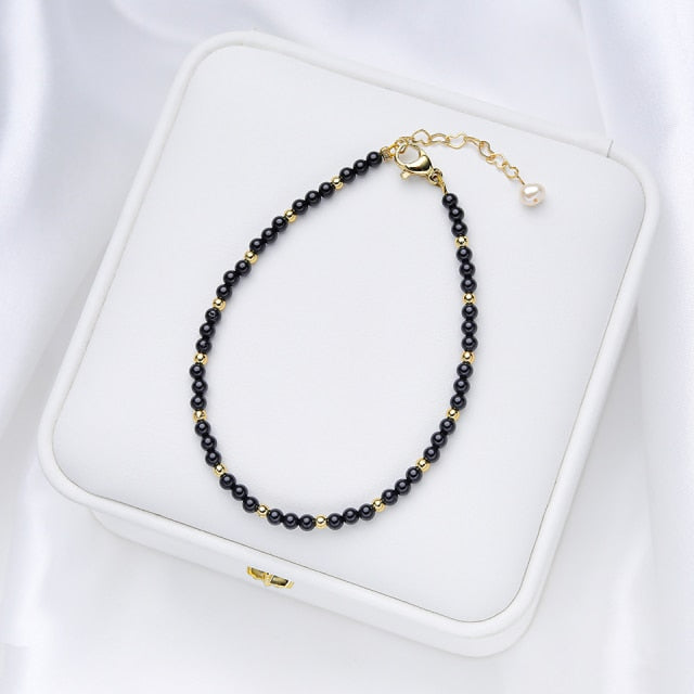 Calming Handcrafted Natural Stones Bracelet with 14K Gold